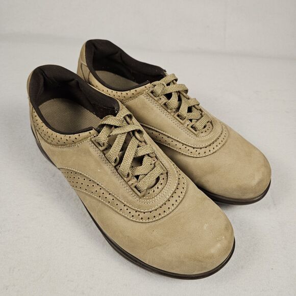 SAS Walk Easy Lace Up Women Walking Shoe SZ 9.5 Sage Suede Leather Arch Support - Picture 2 of 15